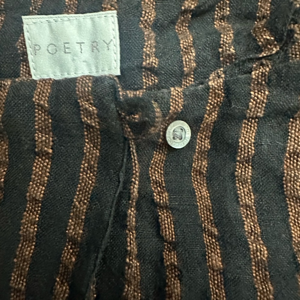 Poetry Button Down Shirt - Black and Brown Stripes - Picture 5 of 8
